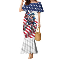 Custom USA Ice Hockey Mermaid Dress Eagle Mascot Stars and Stripes Design