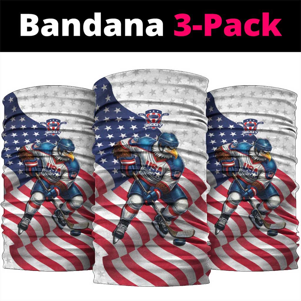 USA Ice Hockey Neck Gaiter Eagle Mascot Stars and Stripes Design