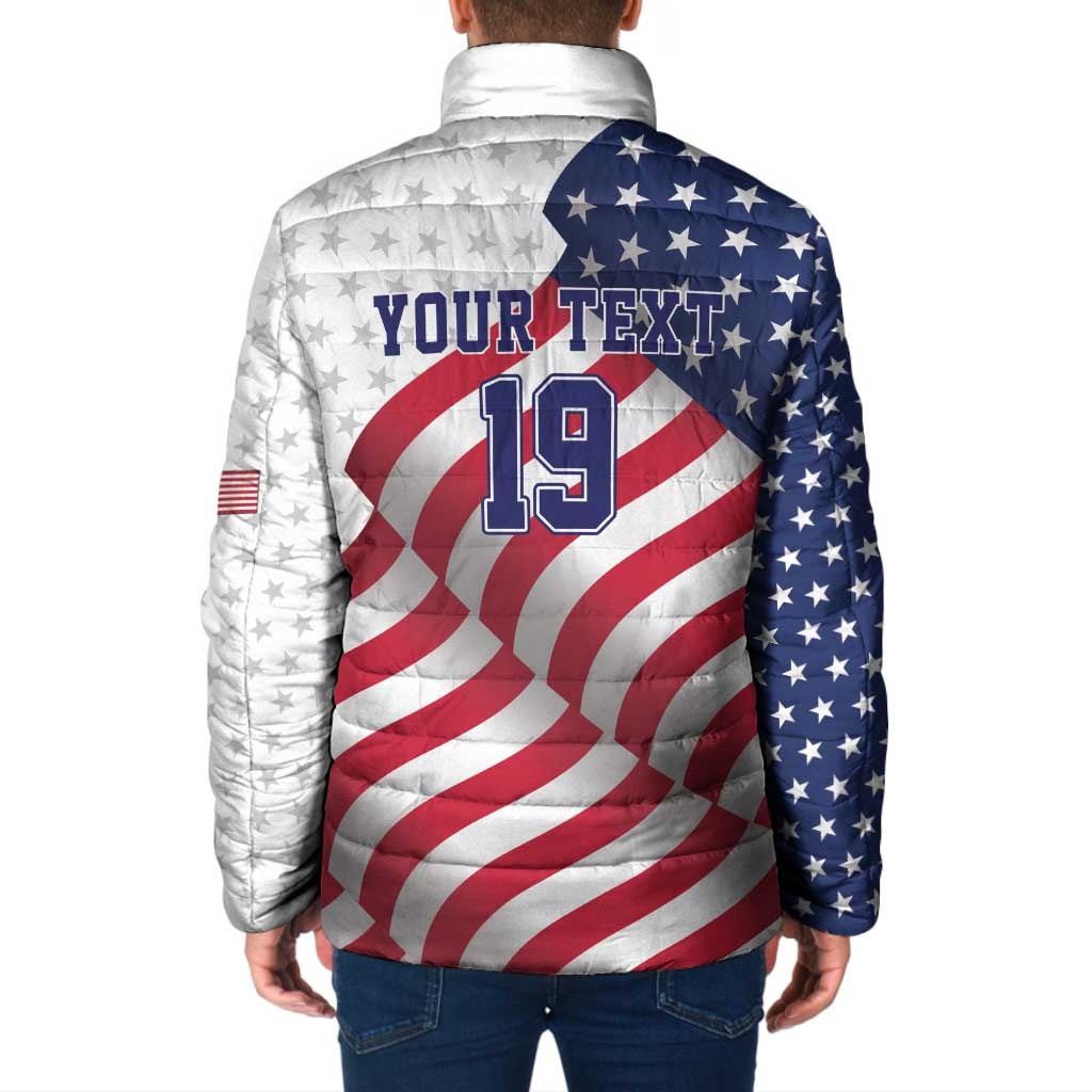 Custom USA Ice Hockey Padded Jacket Eagle Mascot Stars and Stripes Design