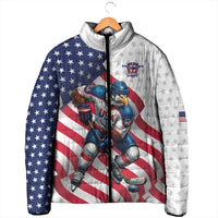 Custom USA Ice Hockey Padded Jacket Eagle Mascot Stars and Stripes Design