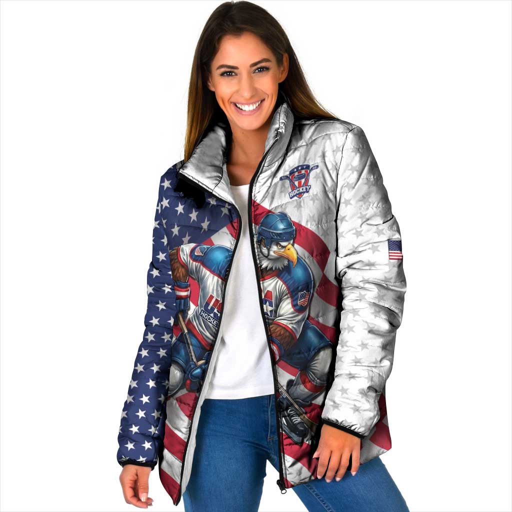 Custom USA Ice Hockey Padded Jacket Eagle Mascot Stars and Stripes Design