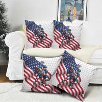 USA Ice Hockey Pillow Cover Eagle Mascot Stars and Stripes Design