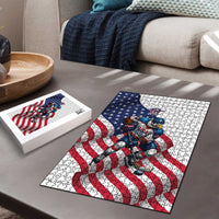 USA Ice Hockey Puzzle Eagle Mascot Stars and Stripes Design