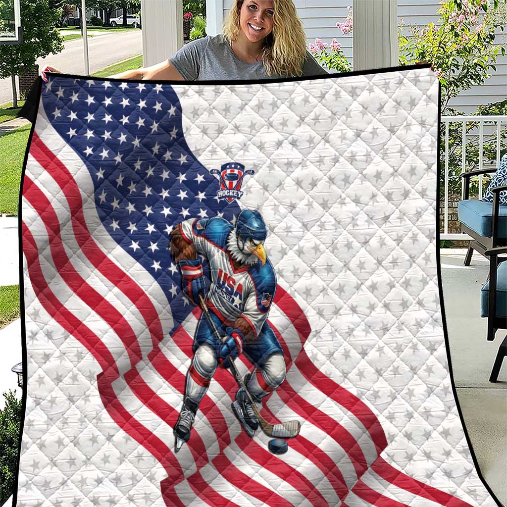 USA Ice Hockey Quilt Eagle Mascot Stars and Stripes Design