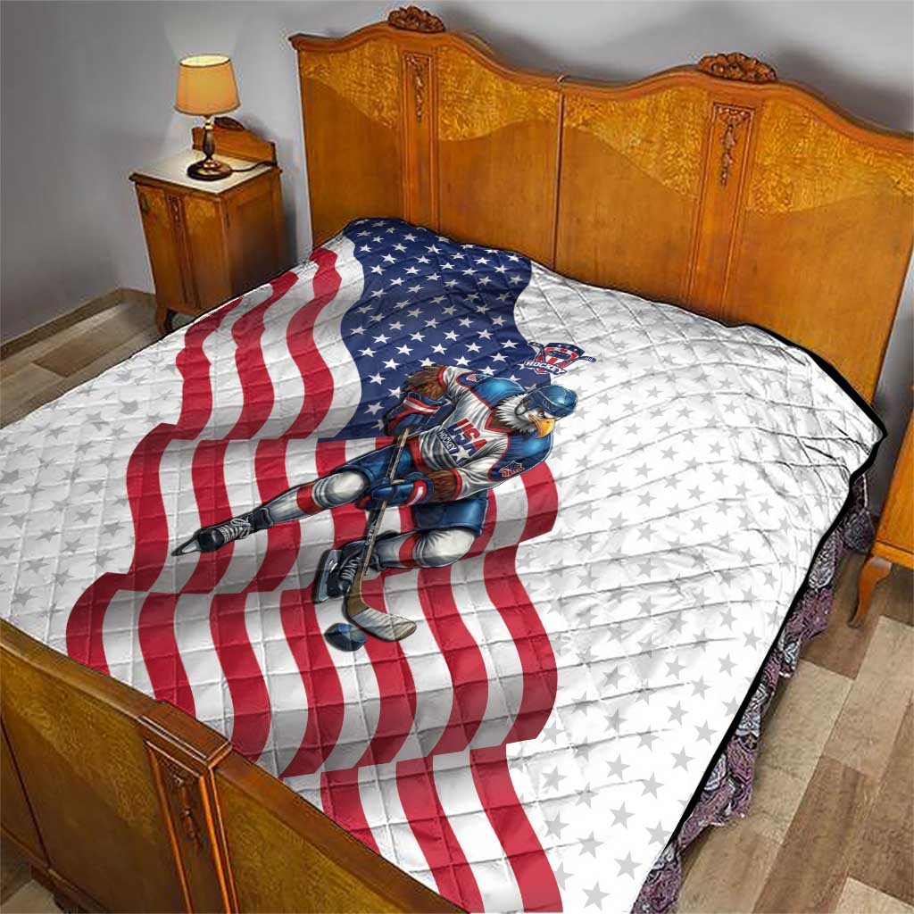 USA Ice Hockey Quilt Eagle Mascot Stars and Stripes Design