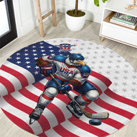 USA Ice Hockey Round Carpet Eagle Mascot Stars and Stripes Design