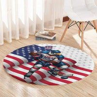 USA Ice Hockey Round Carpet Eagle Mascot Stars and Stripes Design