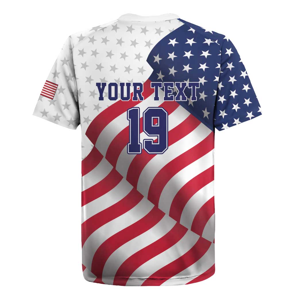 Custom USA Ice Hockey Rugby Jersey Eagle Mascot Stars and Stripes Design