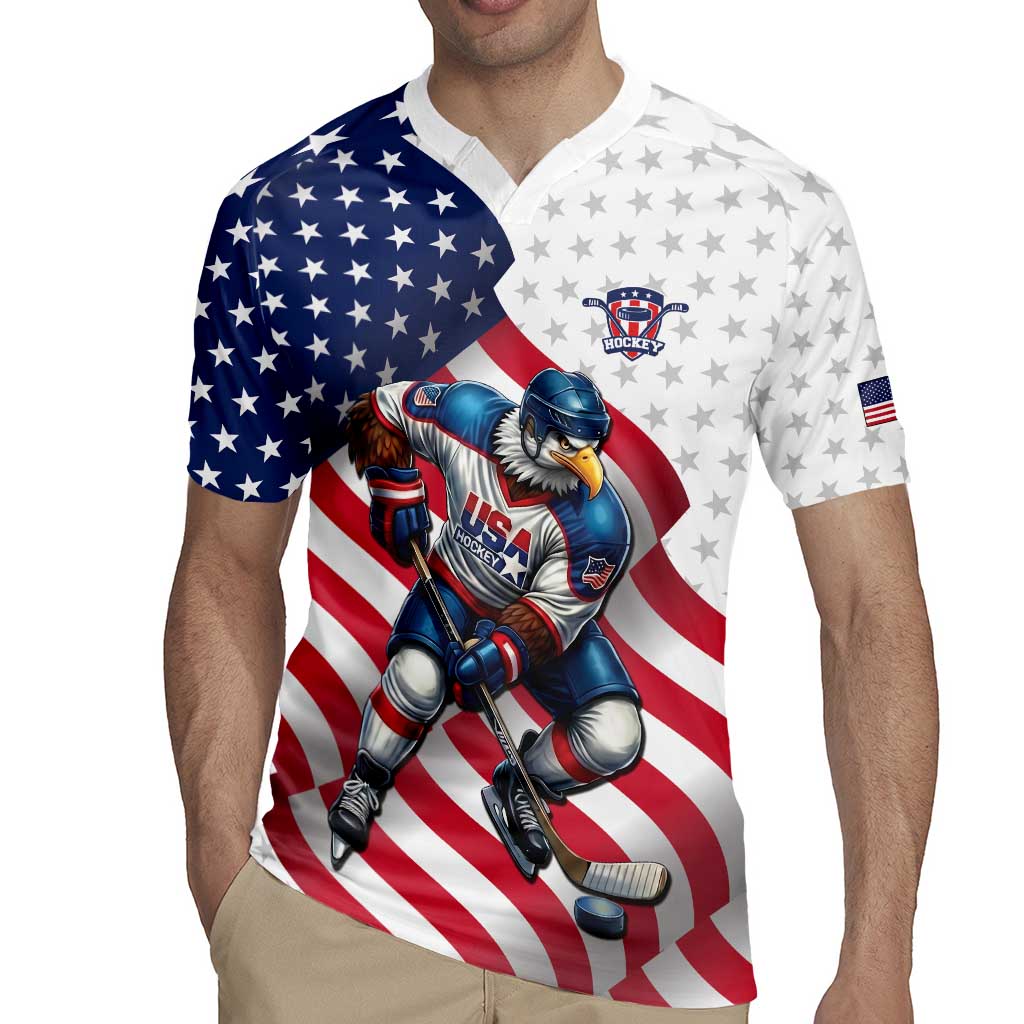 Custom USA Ice Hockey Rugby Jersey Eagle Mascot Stars and Stripes Design