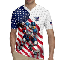 Custom USA Ice Hockey Rugby Jersey Eagle Mascot Stars and Stripes Design