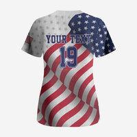 Custom USA Ice Hockey Scrub Top Eagle Mascot Stars and Stripes Design