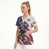 Custom USA Ice Hockey Scrub Top Eagle Mascot Stars and Stripes Design