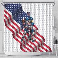 USA Ice Hockey Shower Curtain Eagle Mascot Stars and Stripes Design