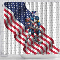 USA Ice Hockey Shower Curtain Eagle Mascot Stars and Stripes Design