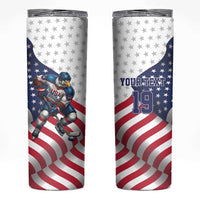 Custom USA Ice Hockey Skinny Tumbler Eagle Mascot Stars and Stripes Design