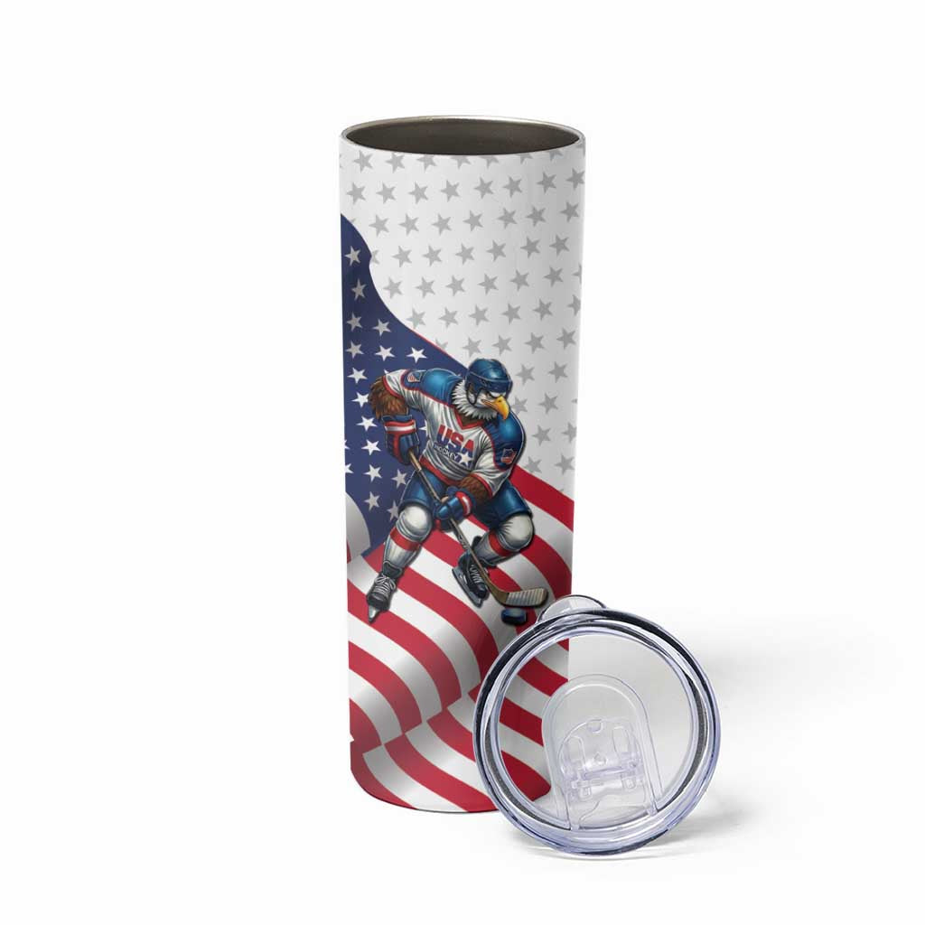 Custom USA Ice Hockey Skinny Tumbler Eagle Mascot Stars and Stripes Design