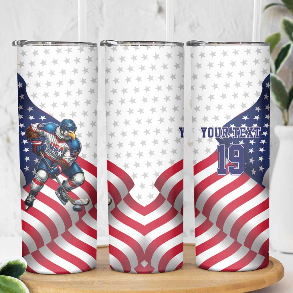 Custom USA Ice Hockey Skinny Tumbler Eagle Mascot Stars and Stripes Design