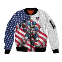 Custom USA Ice Hockey Sleeve Zip Bomber Jacket Eagle Mascot Stars and Stripes Design