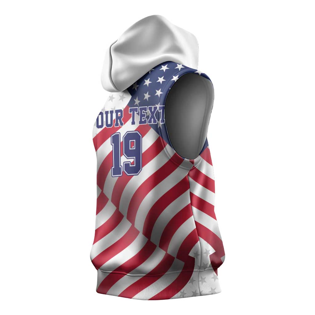 Custom USA Ice Hockey Sleeveless Hoodie Eagle Mascot Stars and Stripes Design