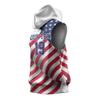 Custom USA Ice Hockey Sleeveless Hoodie Eagle Mascot Stars and Stripes Design