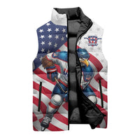 Custom USA Ice Hockey Sleeveless Puffer Jacket Eagle Mascot Stars and Stripes Design