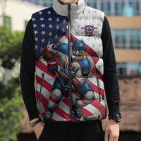 Custom USA Ice Hockey Sleeveless Puffer Jacket Eagle Mascot Stars and Stripes Design