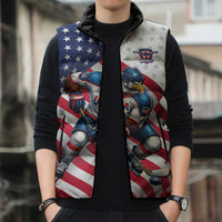 Custom USA Ice Hockey Sleeveless Puffer Jacket Eagle Mascot Stars and Stripes Design