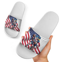 USA Ice Hockey Slide Sandals Eagle Mascot Stars and Stripes Design
