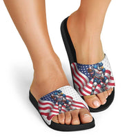 USA Ice Hockey Slide Sandals Eagle Mascot Stars and Stripes Design