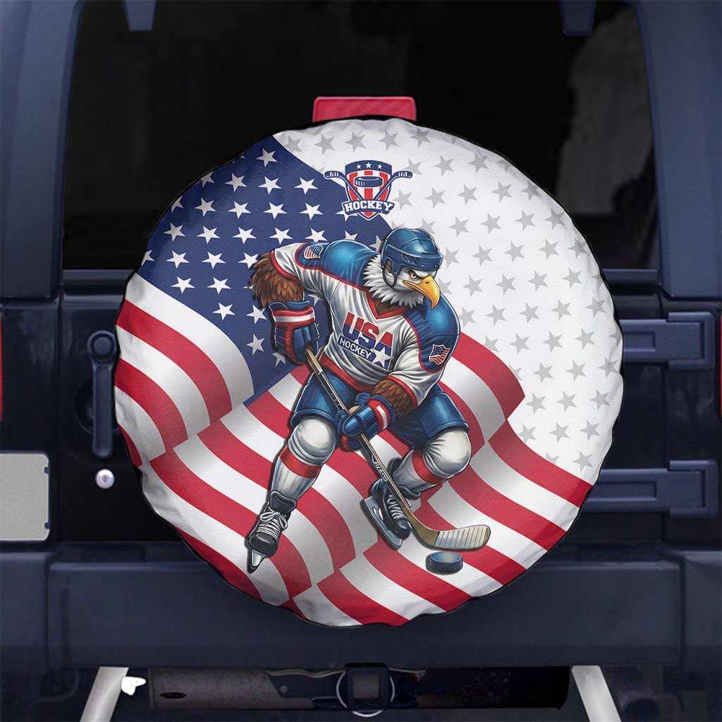 USA Ice Hockey Spare Tire Cover Eagle Mascot Stars and Stripes Design
