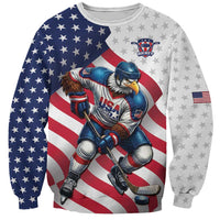Custom USA Ice Hockey Sweatshirt Eagle Mascot Stars and Stripes Design