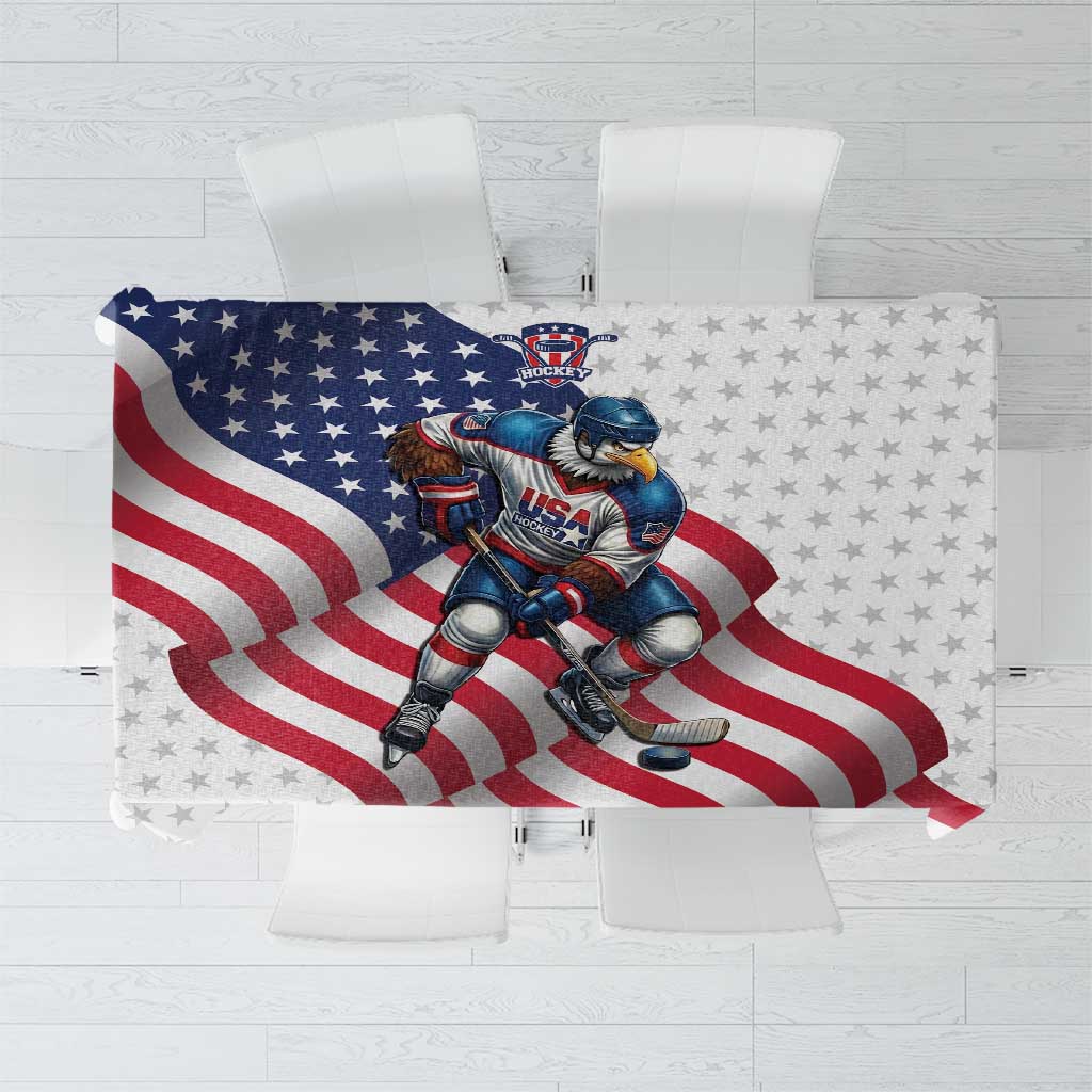 USA Ice Hockey Tablecloth Eagle Mascot Stars and Stripes Design
