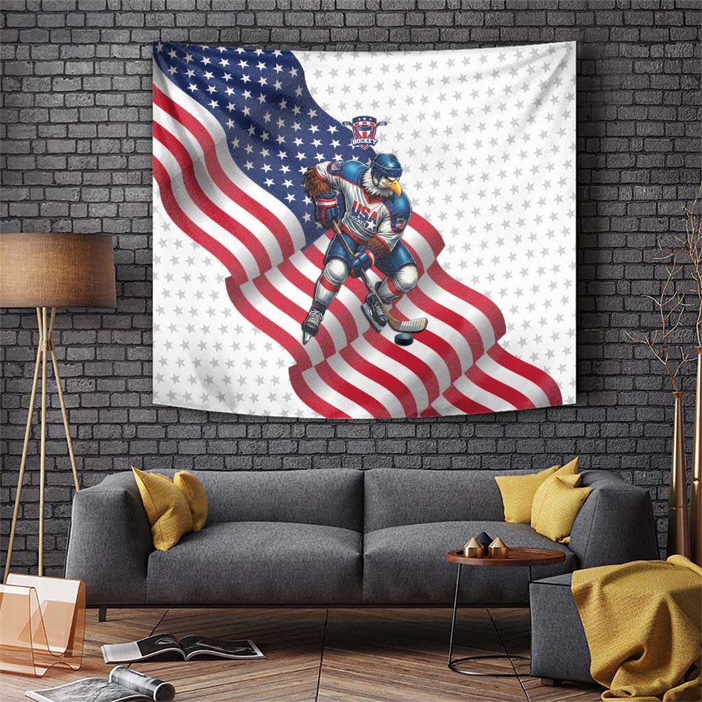 USA Ice Hockey Tapestry Eagle Mascot Stars and Stripes Design