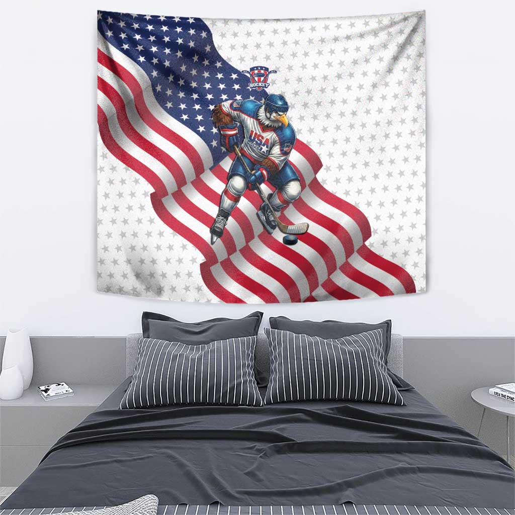 USA Ice Hockey Tapestry Eagle Mascot Stars and Stripes Design