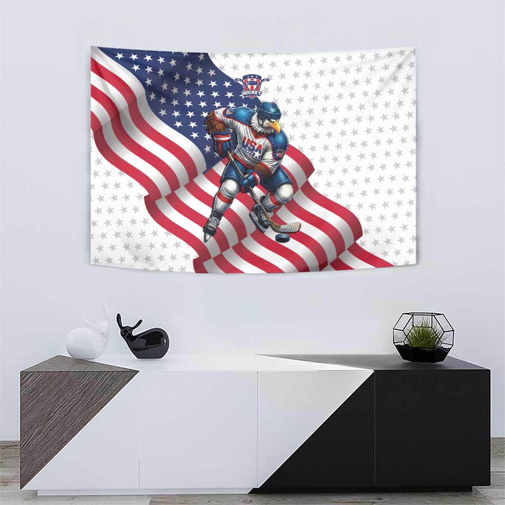 USA Ice Hockey Tapestry Eagle Mascot Stars and Stripes Design
