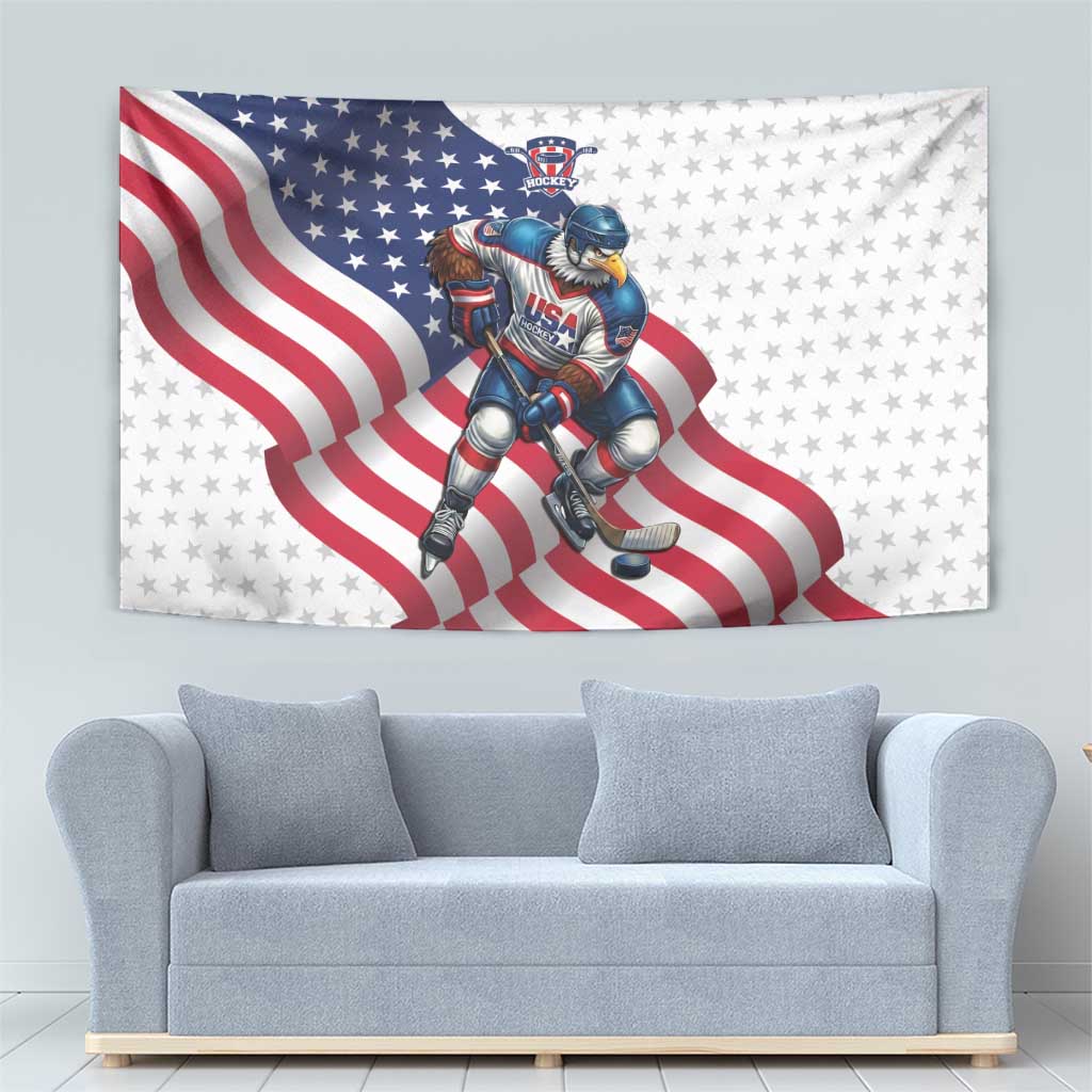 USA Ice Hockey Tapestry Eagle Mascot Stars and Stripes Design