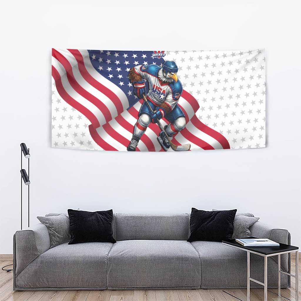 USA Ice Hockey Tapestry Eagle Mascot Stars and Stripes Design