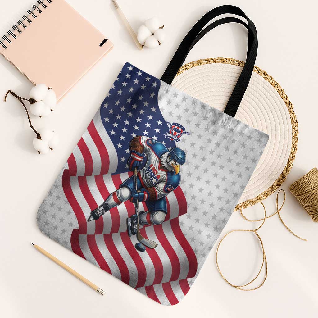 USA Ice Hockey Tote Bag Eagle Mascot Stars and Stripes Design