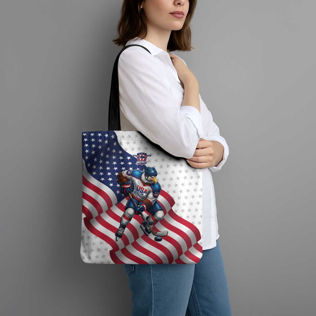 USA Ice Hockey Tote Bag Eagle Mascot Stars and Stripes Design