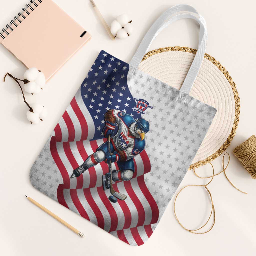 USA Ice Hockey Tote Bag Eagle Mascot Stars and Stripes Design