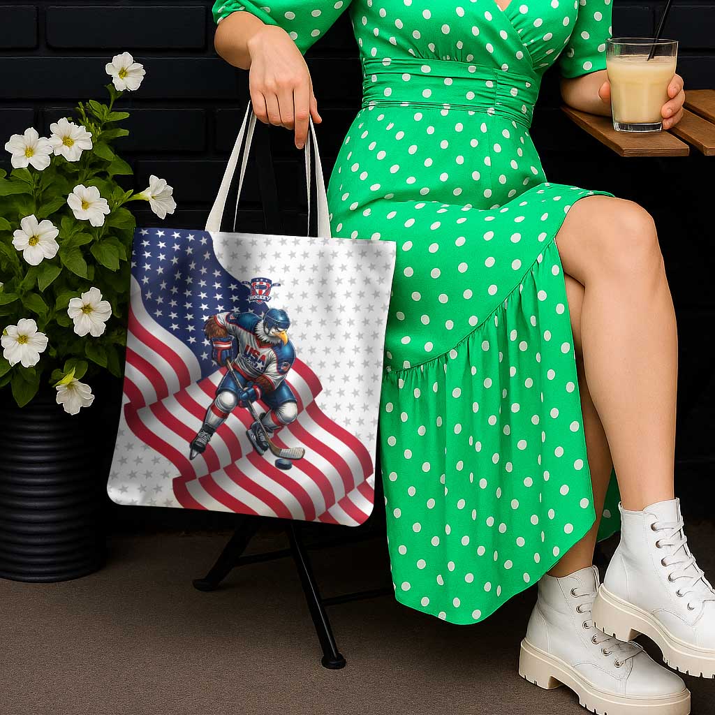 USA Ice Hockey Tote Bag Eagle Mascot Stars and Stripes Design