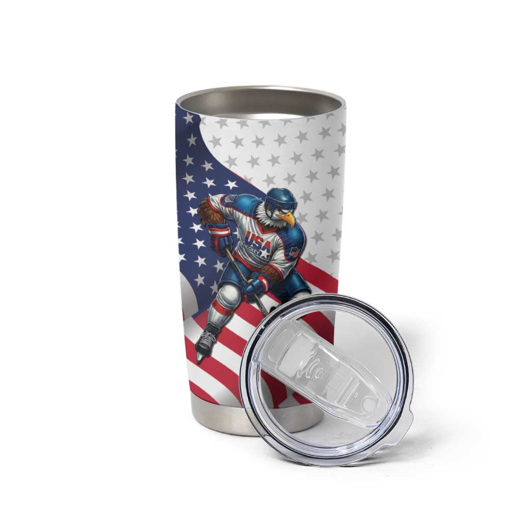 Custom USA Ice Hockey Tumbler Cup Eagle Mascot Stars and Stripes Design
