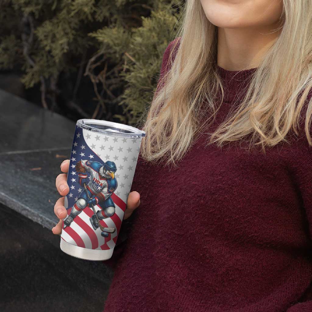Custom USA Ice Hockey Tumbler Cup Eagle Mascot Stars and Stripes Design