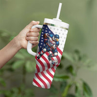 Custom USA Ice Hockey Tumbler With Handle Eagle Mascot Stars and Stripes Design