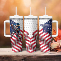 Custom USA Ice Hockey Tumbler With Handle Eagle Mascot Stars and Stripes Design