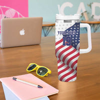 Custom USA Ice Hockey Tumbler With Handle Eagle Mascot Stars and Stripes Design