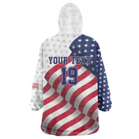 Custom USA Ice Hockey Wearable Blanket Hoodie Eagle Mascot Stars and Stripes Design