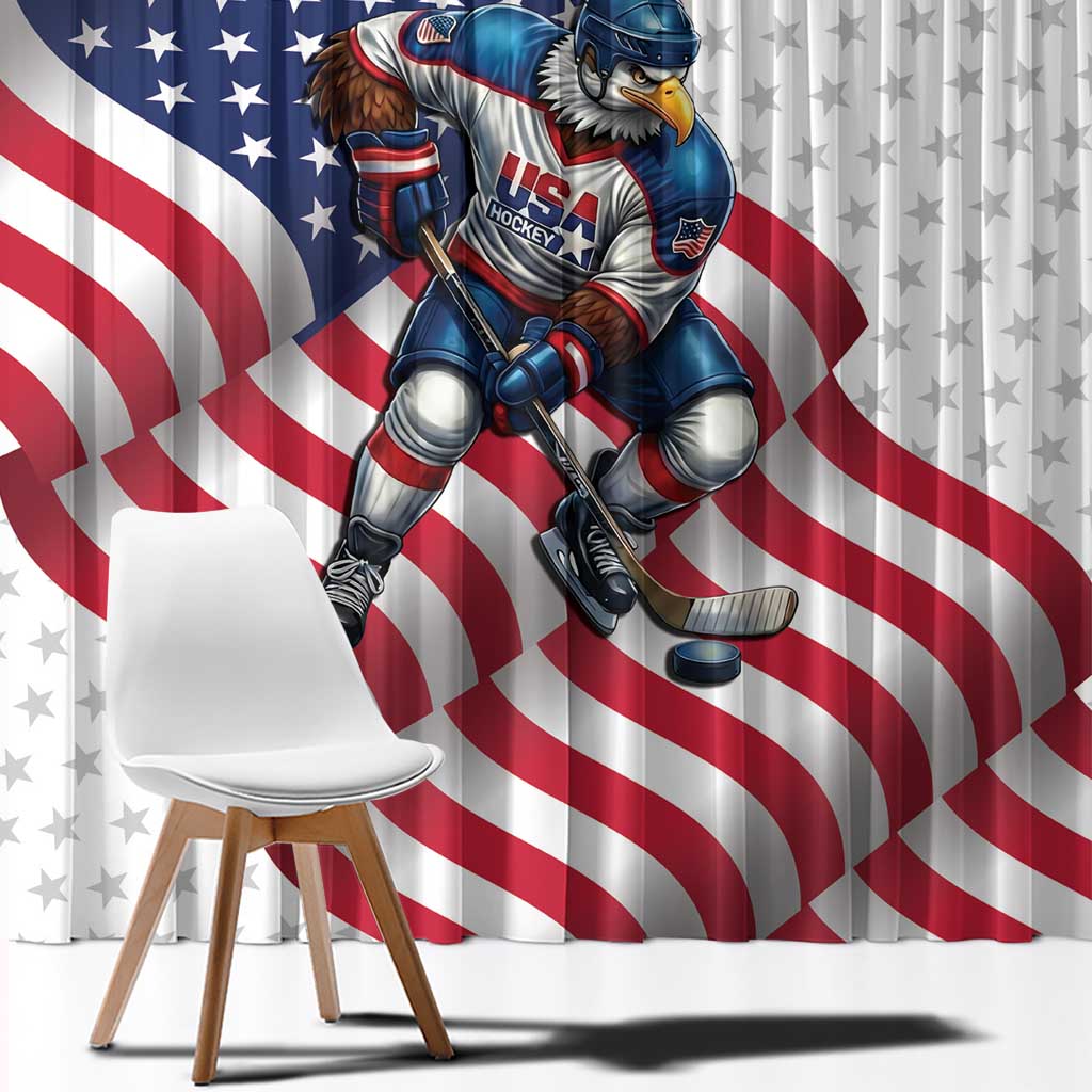 USA Ice Hockey Window Curtain Eagle Mascot Stars and Stripes Design