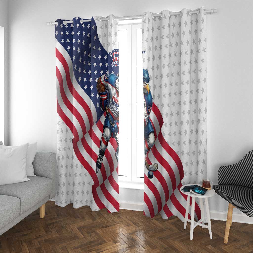USA Ice Hockey Window Curtain Eagle Mascot Stars and Stripes Design