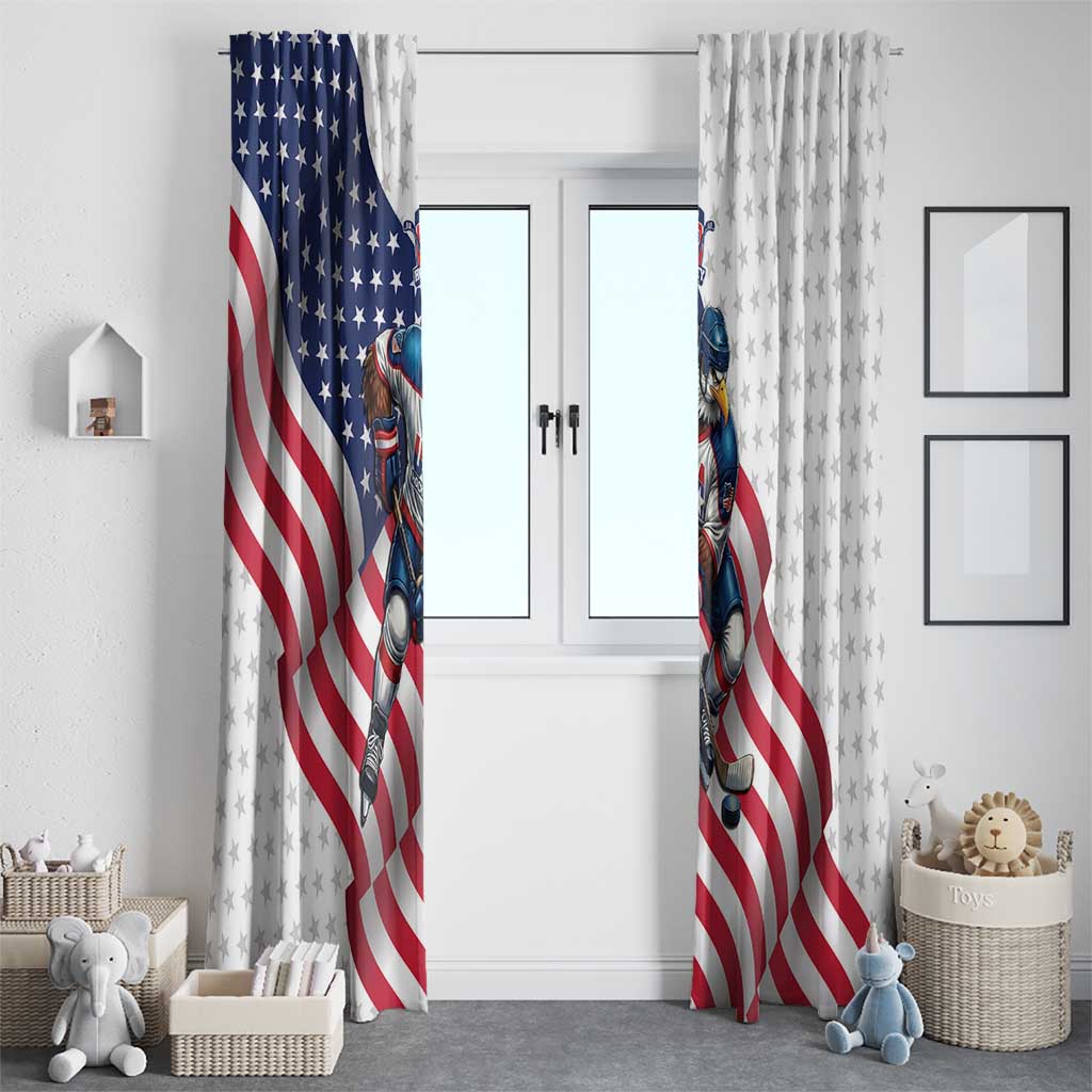 USA Ice Hockey Window Curtain Eagle Mascot Stars and Stripes Design